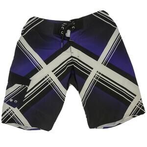 Tony Hawk Board Surf Shorts Men's Size 32 Purple Black Tie Waist